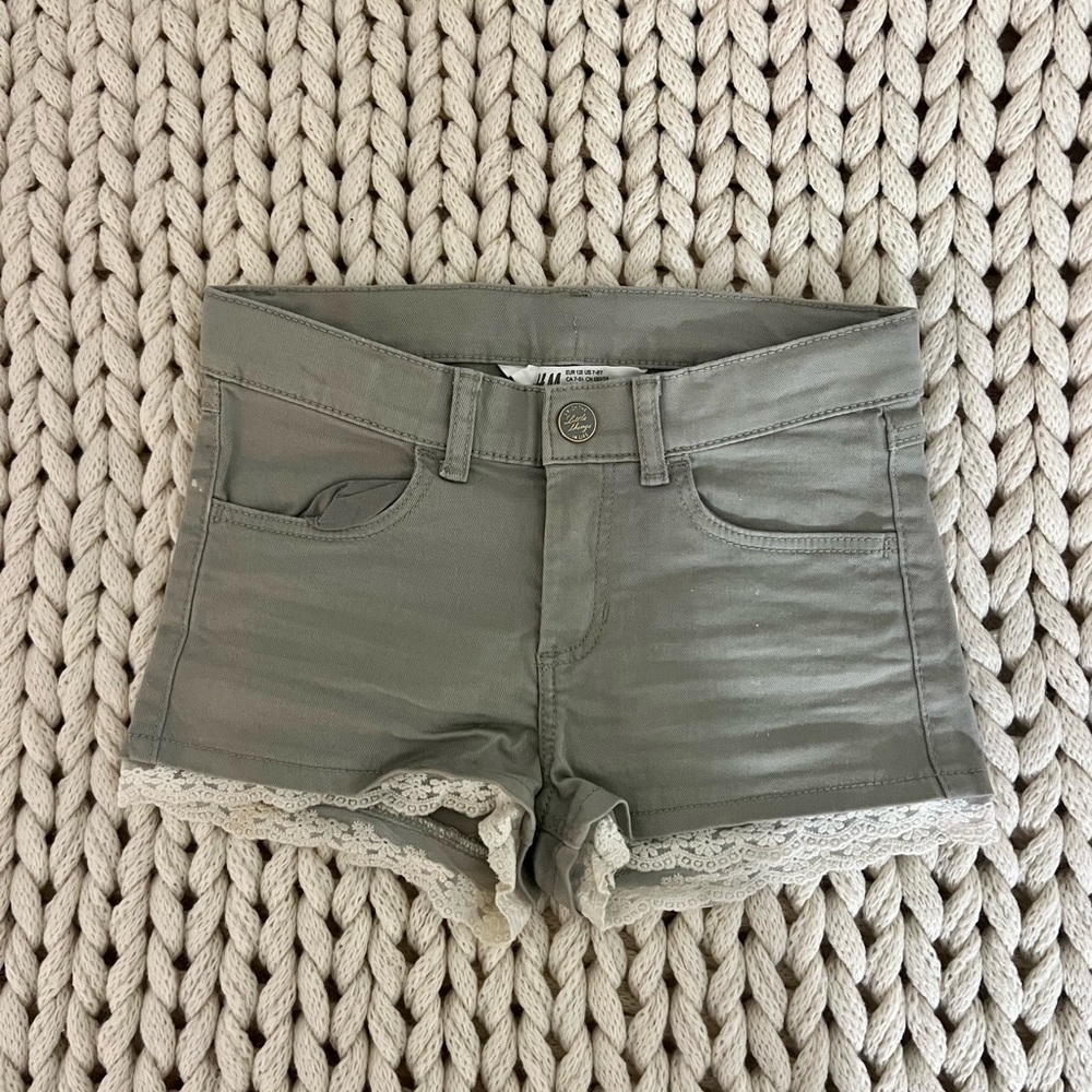 H&M Green Kids Shorts with Lace Trim